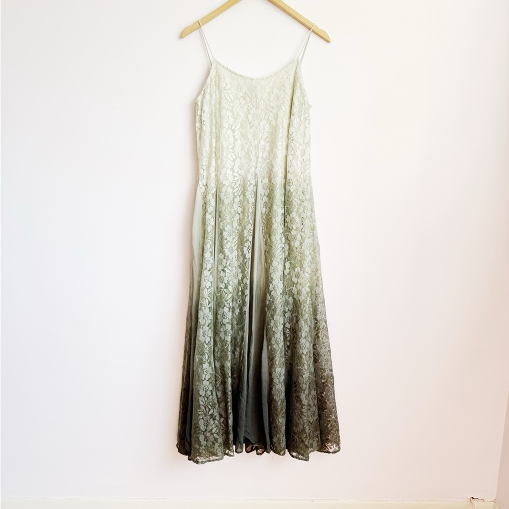 Green Ombre Lace Panel Maxi Dress